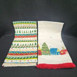 Pier 1 Imports Christmas Holiday Tea Kitchen Hand Towels Set of 2 NWOT READ